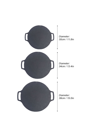 Tenfowee Kalın Alüminyum 30cm Mangal Tava - Taş Kaplama Yapışmaz Yüzeyli Bbq Izgara Tepsisi Siyah