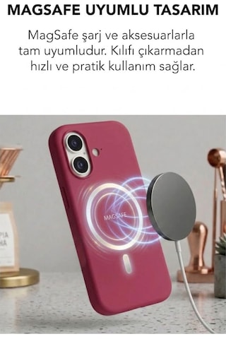 Apple İphone 17 Uyumlu Magsafe Lansman Silikon Kılıf Koyu Pembe
