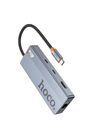 Hoco. Hb52 Wow 8in1 100w Pd 100 Mbps Ethernet 4k Hub Dönüştürücü - Gri