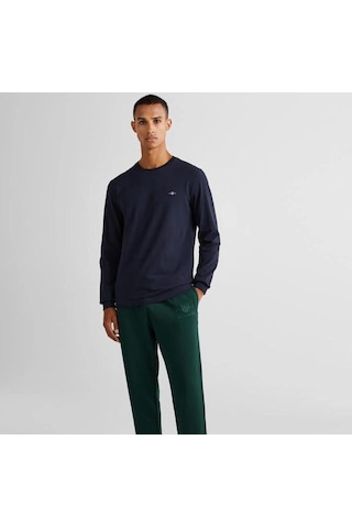 Gant Erkek Lacivert Slim Fit Bisiklet Yaka T-shirt-11247 Lacivert