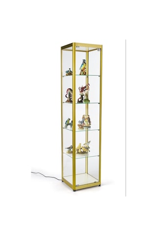 Led Aydınlatmalı Camlı Vitrin Koleksiyon Vitrini Dts400Gold Altın