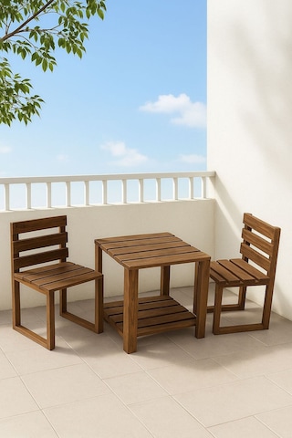 Ahşap Bahçe/balkon Bistro Oturma Takımı Kahverengi