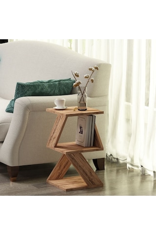 Albeni Yan Sehpa Ahşap Siyah - Kahverengi Kahverengi