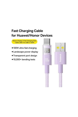 Zyzqstore 2 Metrelik Baseus 100w Hızlı Display Usb-a Type-c Şarj Kablo, Pazly, Uzunluk:2m, Usb-a Type-c, Şarj Kablosu