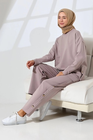 Mihran Butik Kadın Gül Kurusu Mevsimlik Penye Alt Üst Spor Ve Rahat Tesettür Takım Gül Kurusu