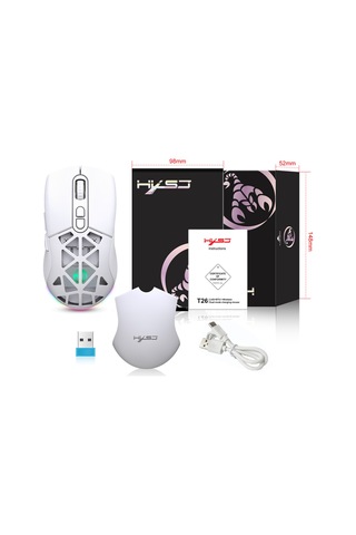 T26 Çift Modlu 2.4g Bt5.1 Kablosuz Oyun Mouse 4800 Dpı Ayarlanabilir Ergonomik Optik Gamer Mouse Diğer