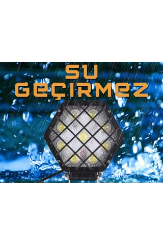 48w Altıgen Kafesli Siyah 16 LED Off Road Tekne Çalışma Lambası