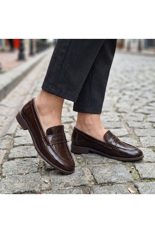 Veseo Kadın Loafer Makosen Kahverengi Günlük Ayakkabı