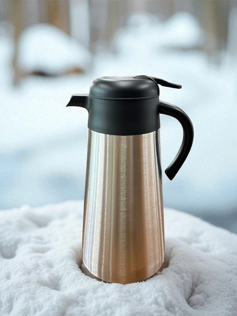 2 Litre İçi Dışı Çelik Termos Yeni Model Siyah