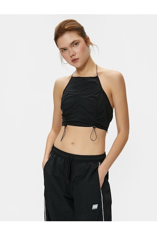Koton Crop Paraşüt Üst Halter Yaka Stoper Detaylı Siyah 4sal30010ıw 4SAL30010IW999