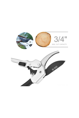 Kangvka Bahçe Budama Makası, 20 Mm Çapta Kesim, Sk5 Çelik Bıçak, Ergonomik Grip, Manuel Kayar Sistemli Siyah Budama Bıçağı