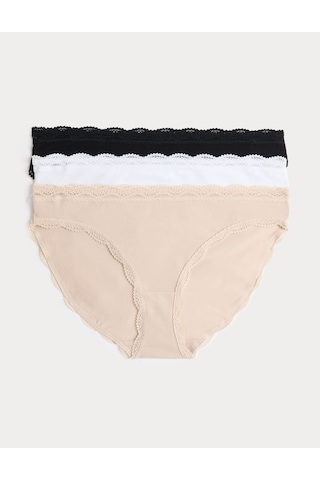 Marks & Spencer 3'lü Dantel Detaylı Bikini Külot Seti Krem