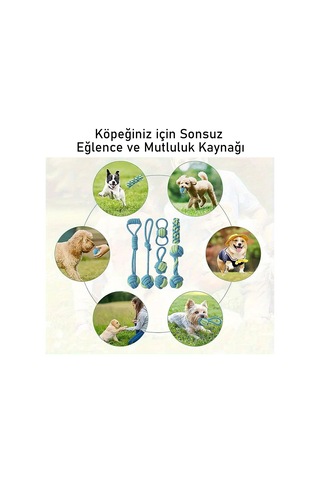 Valkyrie 7 Parça Köpek Halat Oyuncak Seti Isırma Çekiştirme Eğitim Toplu İp Oyuncağı