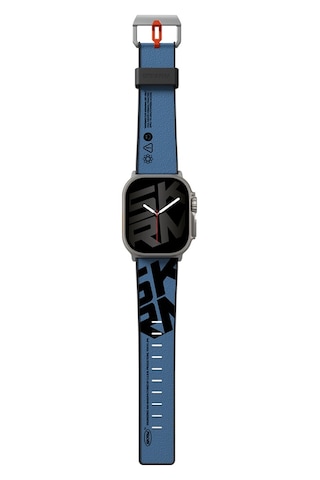 Watch Ultra Uyumlu Deri Kordon 49mm Skinarma Spunk Serisi Pu Strap Kayış Mavi Mavi