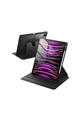 Apple Uyumlu iPad Air 13 İnç 2024 360 Derece Dönebilen Standlı Pino Tablet Kılıfı Kapaklı Kılıf