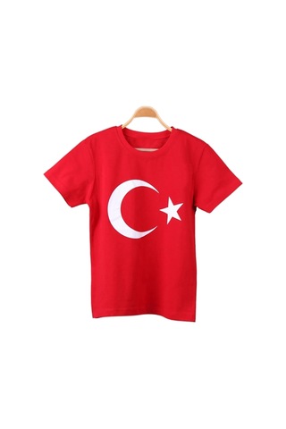 Raspberry Türk Bayrak Baskılı T-Shirt Kırmızı