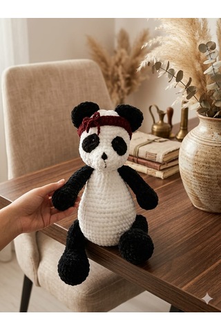 El Örgüsü Peluş Panda Beyaz - Siyah