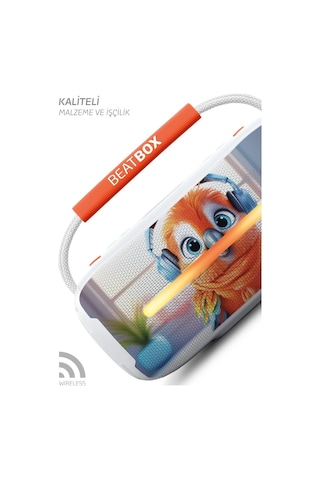 Beatbox Animals Papağan Led Işıklı Dayanıklı Ses Bombası Usb Sd A