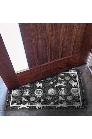 Tasarımlı Dekoratif Kapı Önü Paspas, Dış Mekan/ev İçi/banyo/mutfak/yatak Odası/giriş Paspasları Black Space Çok Renkli