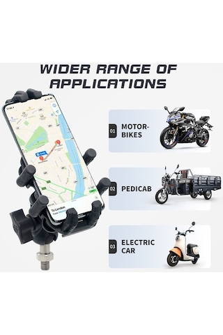 Artfulabode Motosiklet Telefon Tutucu Titreşim Sönümleyici 360 Dönme M10 Bilyalı Baş Tutucu