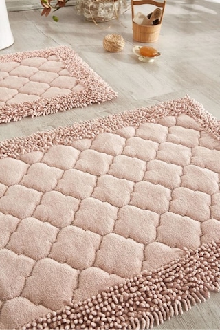 Cotton Special 2'li Pamuklu Klozet Takımı Pudra Banyo Paspas Seti Klozet Takımı Renkli