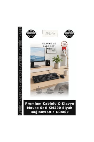 Premium Kablolu Q Klavye Mouse Seti Km290 Siyah Bağlantı Ofis Günlük Diğer