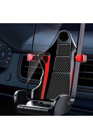 Spor Koltuk Modelli Havalandırma Izgarası Telefon Tutucu Siyah Kırmızı Siyah