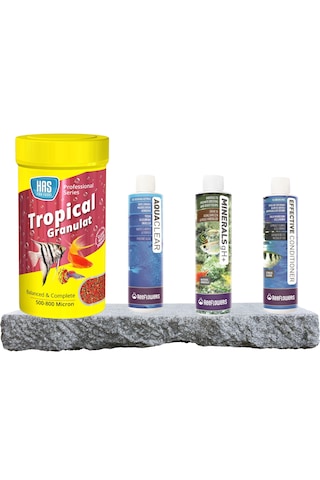 Purecanpati Granül Tropikal Balık Yem Ve Su Düzenleyici Seti