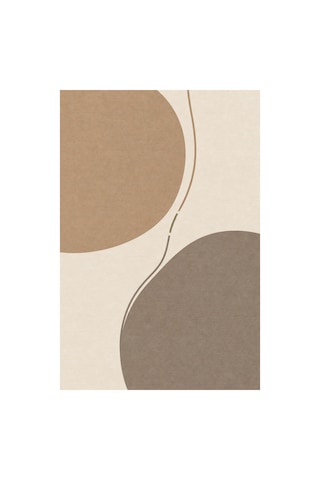 Kartela Halı Denge Soyut Modern Halı Bej Kaymaz Taban Makinede Yıkanabilir Salon Halısı 120x180 Cm