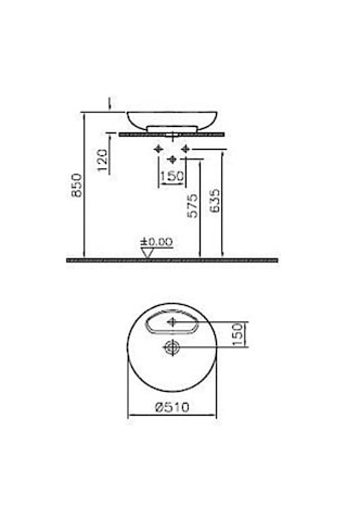 VitrA Memoria 5880B403-0041 Yuvarlak Çanak Lavabo.50CM. Beyaz