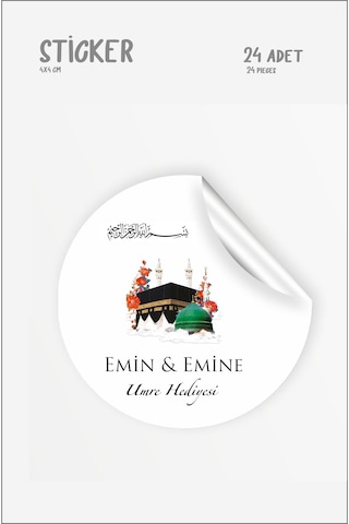 Umre si Etiketi Kişiye Özel 4 Cm Kesilmiş 24 Adet