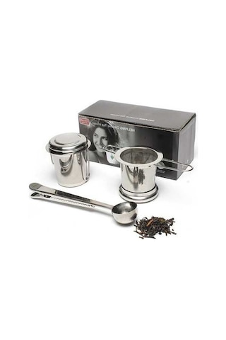 Pazly 3 Adet Çay Demlik Kepçe Klip Kiti - Gıda Gümüş Çay Kapaklı Set Gümüş