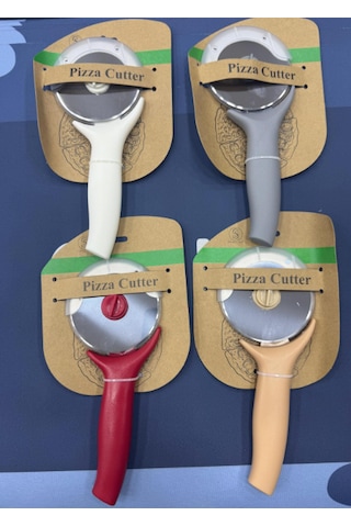 Pizza Kesici - Çıkarılabilir Bıçak - Kolay Temizlenir - Ekstra Kaliteli - Hamur Börek Kesici Bıçağı 9 Cm Ağız Çapı Büyük Boy Koruyucu Kapaklı Çok Renkli