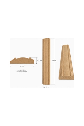 Dekoratif Çıta Desenli Boyanabilir Ham Mdf - 38 Mm Genişlik - 1 Metre Boy 1,8 Cm X 3,8cm X 100cm