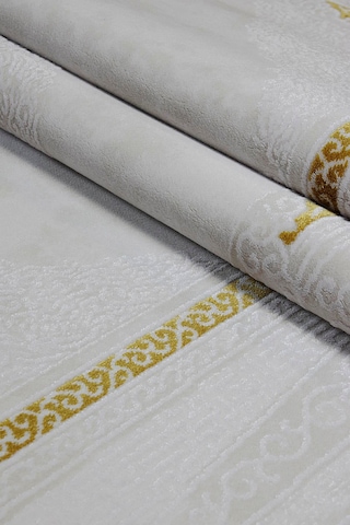 Kashe Halı Bella 4088 Gold Salon Halısı Oturma Odası Halısı Koridor Halısı Mutfak Halısı Modern Makine Halısı Krem - Gold