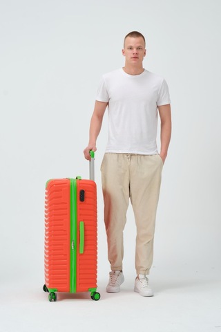 Keo-plus Turuncu-yeşil Büyük Boy Silikon Pp Kırılmaz Valiz Turuncu - Yeşil