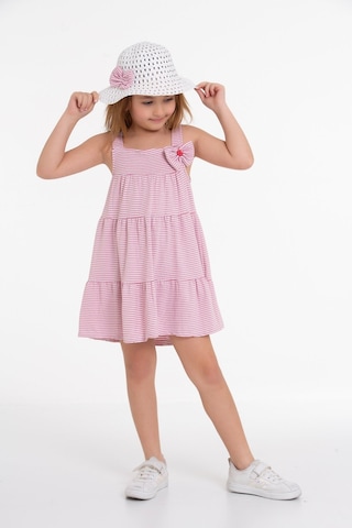 Pembe Çizgili Papyon Detaylı 6-10 Yaş Takım 2048-1 Pembe
