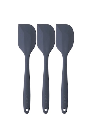 Silikon Kaşık Spatula Seti 6lı Yanmaz Yapışmaz Çizmez Gri 27cm