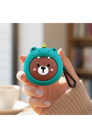 Caseonn Samsung Uyumlu Galaxy Buds Pro Kılıf Karakter Figürlü Ayı Yeşil