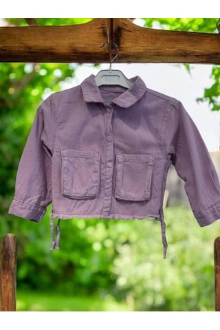 Kız Bebek Pamuklu İnce Dokulu Ceket-15123 Lila