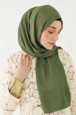 Mirsoy Scarf Halka Desen Parlak Jakar Şal - Yeşil Yeşil