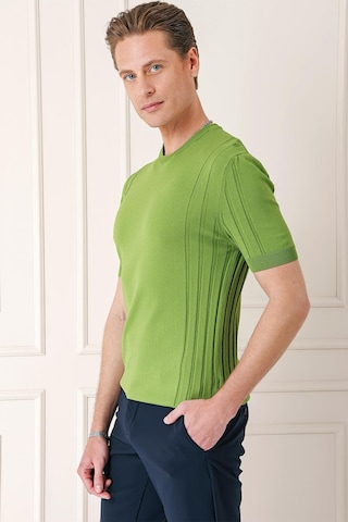 Efor Slim Fit Bisiklet Yaka Kısa Kol Yeşil Triko Tr 869 Yeşil