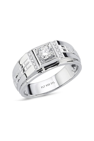 0,36 Ct Pırlantalı Platin Erkek Yüzük