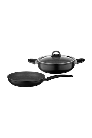 Leggno 3 Parça Granit Set 26 Cm Derin Tencere Tava Renkli