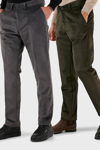 Buratti Normal Bel Regular Fit Düz Paça 2'Li Paket Erkek Kadife Pantolon 645Merlins2 Gri-Haki