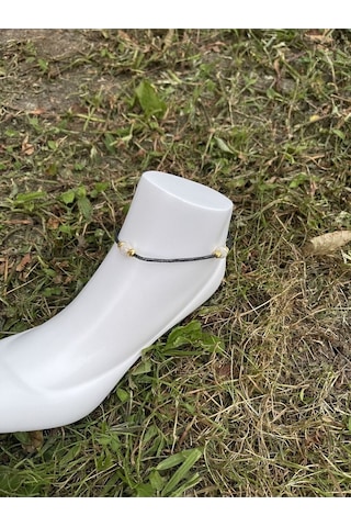 Gümüş Kazaziye Dorika Detaylı Halhal 03 Hal03sb Siyah - Gümüş