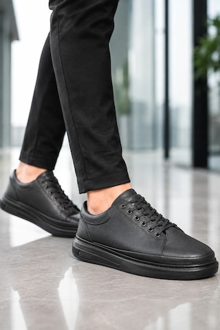 Mevese Emirp Cilt Bağcıklı Erkek Sneaker Günlük Ayakkabı - Siyah