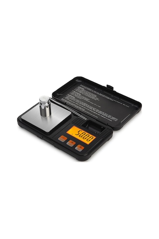 Yifomall Yüksek Hassasiyetli Mini Dijital Terazi - 200g/0.01g - Gümüş, Mücevher, Toz İlaç Tartımı - Turuncu Arka Işık - Pil Dahil Değil Siyah