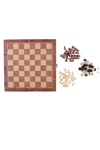 Homyl Katlanır Ahşap Satranç Takımı Oyuncak Karanlık-orman