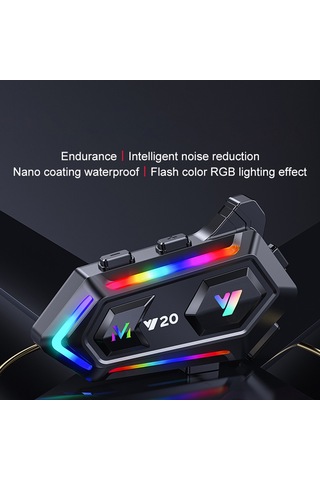 Yifomall "y20 Motosiklet Kask Kulaklığı: Bluetooth 5.3, Rgb Aydınlatma, 25 Saat Pil Ömrü, Ipx6 Su Geçirmez, Çift Cihaz Bağlantılı"
